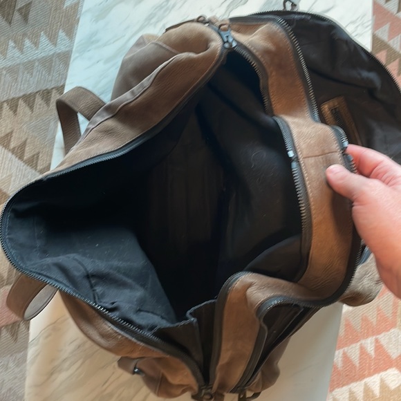 Allsaints Brown leather/canvas weekender - Picture 8 of 11